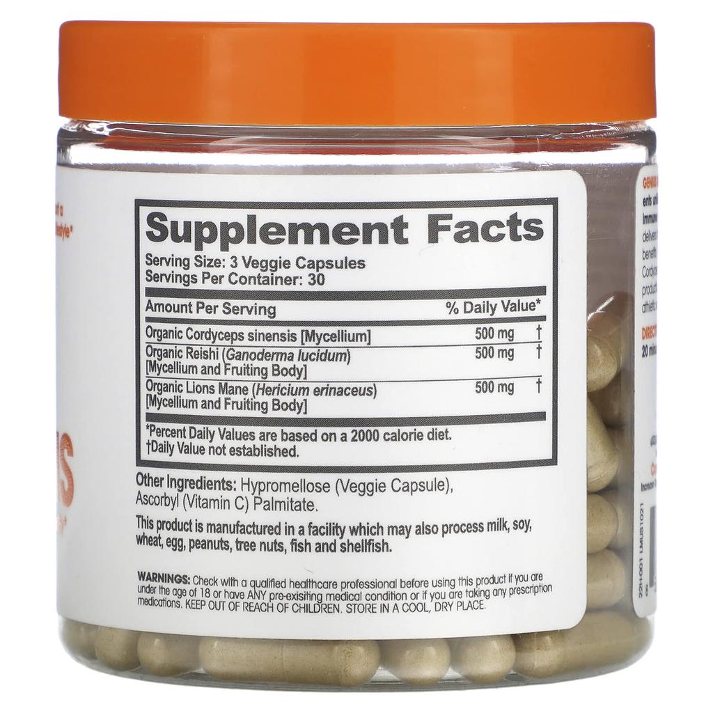 Genius Mushrooms, Veggie Capsules 90