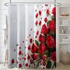 1pc Valentine's Day Red Rose and Green Leaves Print Shower Curtain - High Quality Polyester Fabric with Hook, Machine Washable