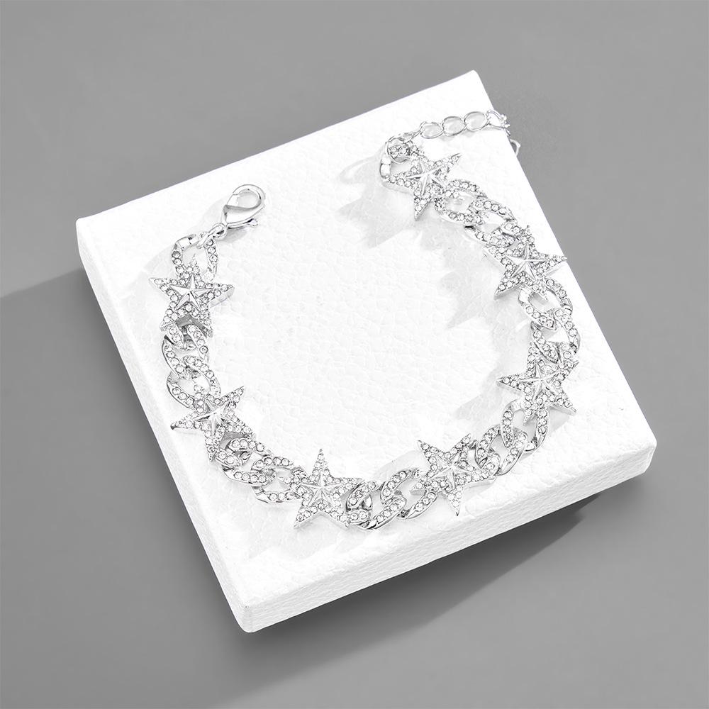 European & American Fashion Niche Star Necklace - Rhinestone Cuban Chain Street Style Versatile Design