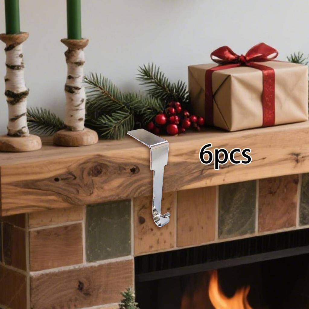 6Pcs Christmas Stockings Holder Hanger Stocking Holders for Mantle Non Skid Metal Home Decor Hang
