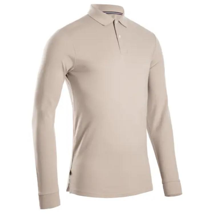 

DECATHLON INESIS MW500 Golf Fall/Winter Collection Solid Color Comfortable Athleisure Long Sleeve Polo Shirt Men s Milk Tea Color L