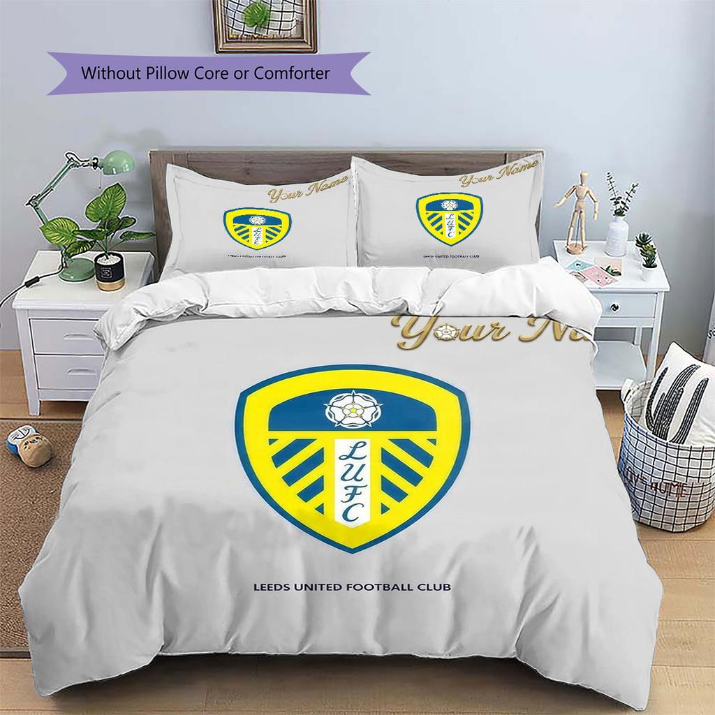 Leeds United Custom Name Pattern Bedding,Quilt Set Quilt Cover Pillowcase Home Birthday Gift(1 * duvet cover + 2 * pillowcase, without core)