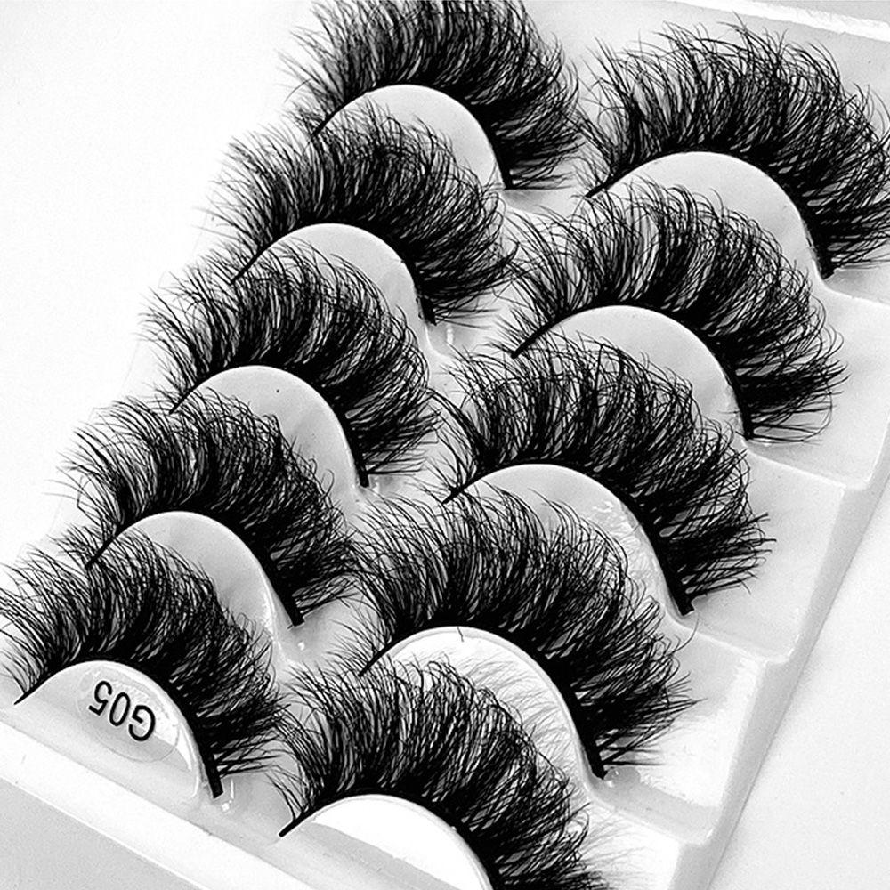 5 Pairs Eye Extension Wispy Thick Long Eye Lashes Dramatic False Eyelashes 8D Faux Mink Volume