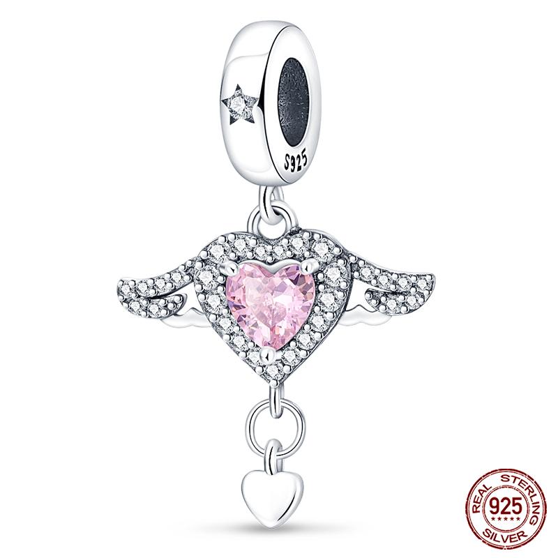 Real Copper Pink Series Heart Charms Beads Fit Qikaola Original Bracelets Diy Mother'S Day Jewelry Gift For Mom