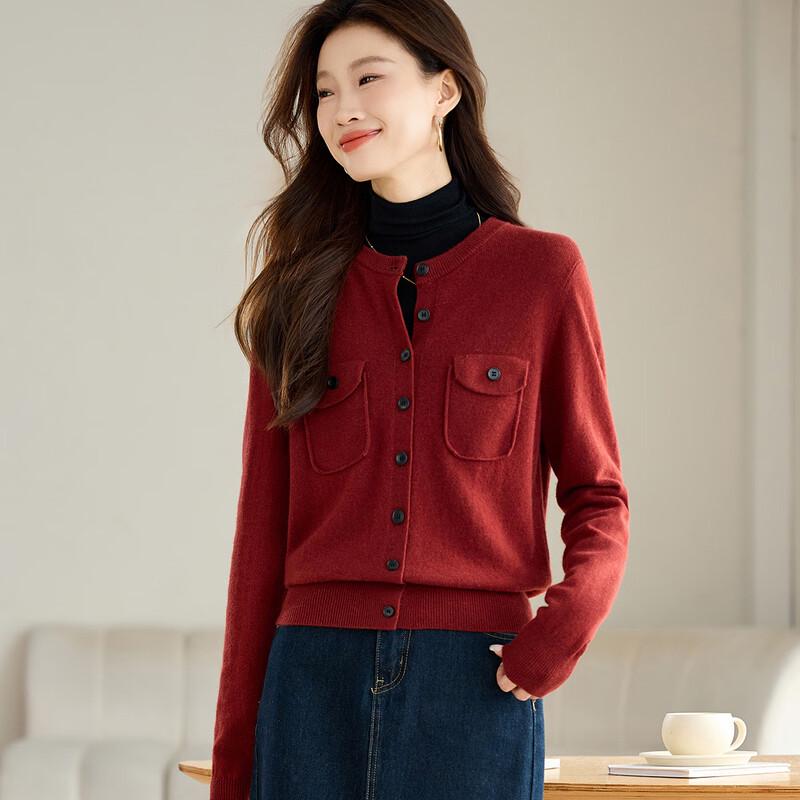 Women's Short Knitted Wool Blend Cardigan