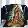 Virgin Mary Blanket Our Lady of Guadalupe Flannel Blanket Warm Gifts for Mom Cozy Fuzzy Throw Sofa Couch Bedding Living Room