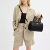Coach Rowan 25 Logo Zip Closure Crossgrain Leather Shoulder Crossbody Tote Bag Medium Women Handbags Black CV403-IMBLK