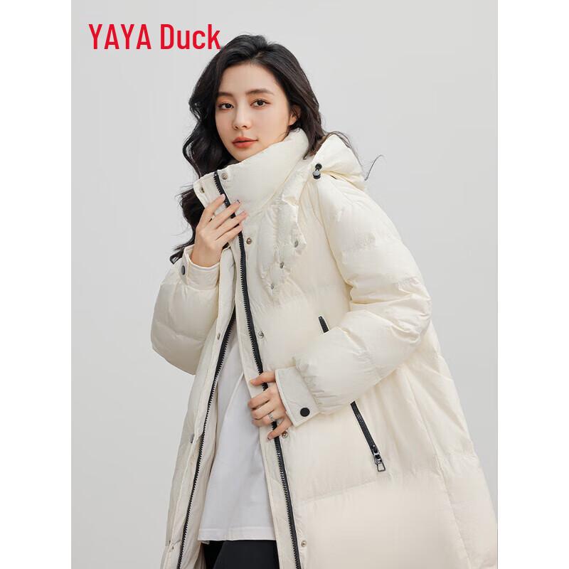 

YAYA 2025 Women s Long Hooded Duck Down Jacket L