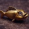 Retro Copper Fish Sculpture Antique Copper Marine Creature Figurine Collectible Desktop Ornament for Mantel Bookshelf