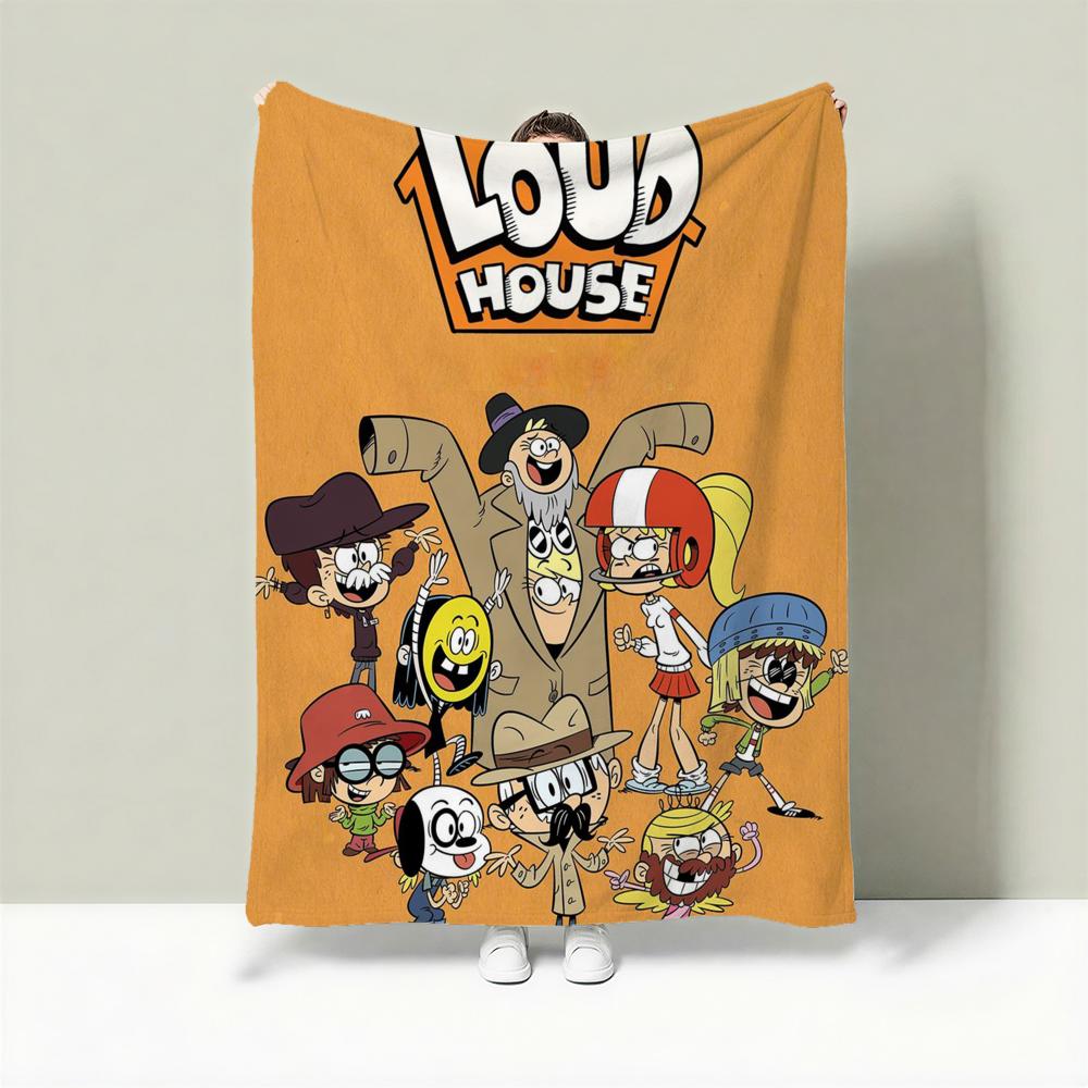 Cartoon T-The Loud House Throw Lightweight 240g Flannel Blanket Soft Skin-friendly for Summer Cooling 75X95CM