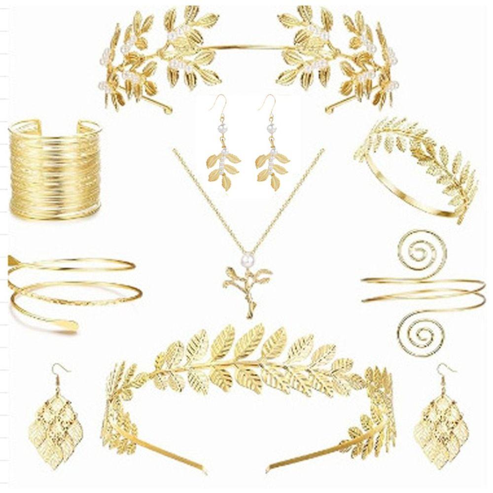 Gold Greek Goddess Hair Jewelry Bridal Earrings Rhinestone Jewelry Set  Hair Accessories