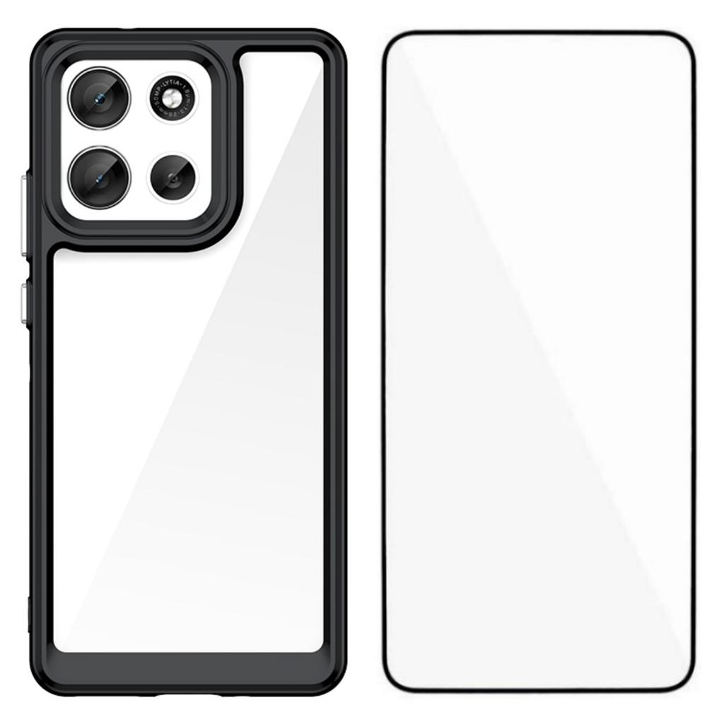For Motorola Moto G86 5G Phone Case WANLONFENG XC Series TPU Acrylic Cover with Tempered Glass (Big Lens Hole)