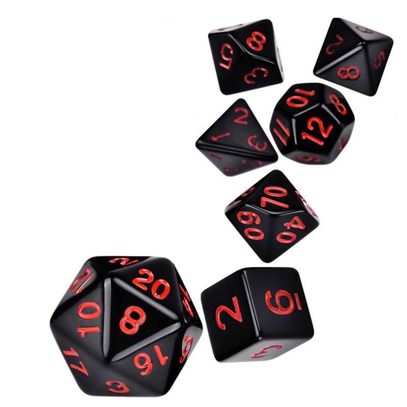 7pcs/lot Black Red Dice Set Double-colors Polyhedral Dice D4 D6 D8 D10 D% D12 D20 Game Dice