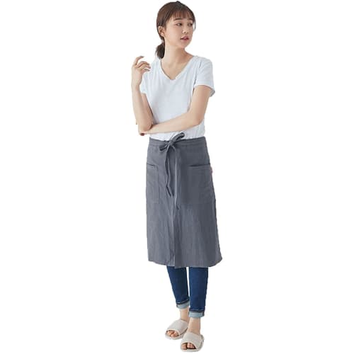 

QIJIAHUI Natural Linen Apron for Sommeliers and Cafes, Simple and Natural Linen Apron, Suitable for Mid-Crouching, Unisex (Gray)