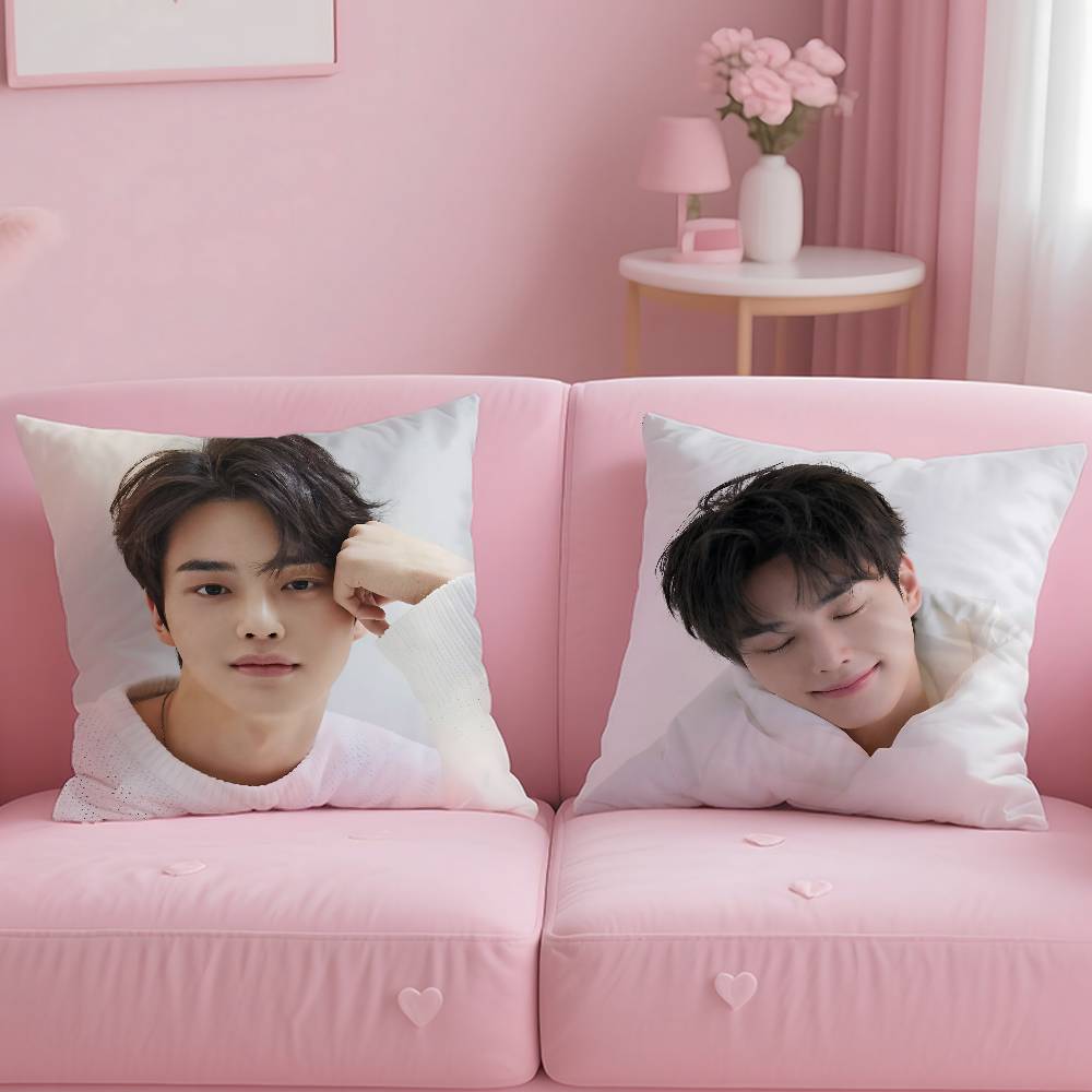 Kpop Style Actor Hot S-Song Kang Pillow Case Anti-Dustmite Pillowcase Invisible Zipper Silky Short Plush Sofa Cushion Cover
