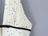 White Polka Dot Halter V-Neck A-Line Dress with Cutout Waist