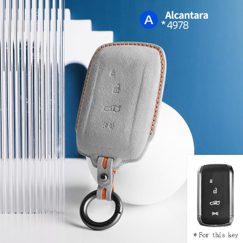 suede Car Key Case Cover 4 buttons Keychain F For Maserati 2023 Grecale Levante GT auto Accessories