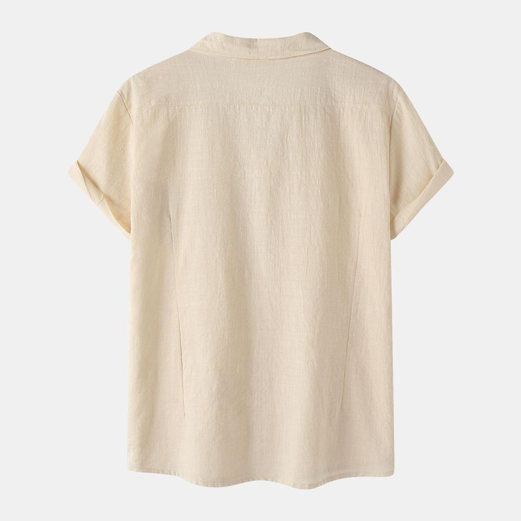 Men's 2026 Summer Cotton-Linen Short-Sleeve Casual Cardigan Shirt