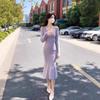 Autumn Sling Slim-fit V-neck Bodycon Knitted Dress