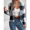 Autumn Women's Casual Plaid Long Sleeve Tweed Jacket