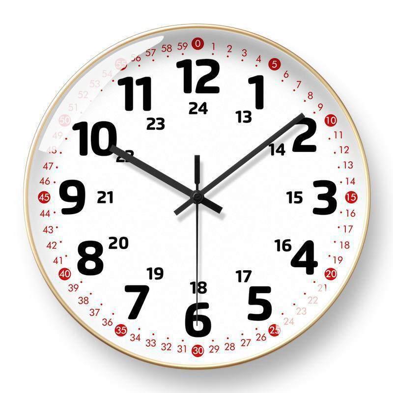 Silent Wall Clock for Kids  Classroom or Bedroom - Early Education Time-Telling Clock 8 Inch