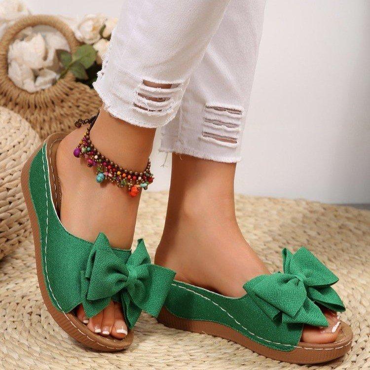 Large Size Slippers Summer New Casual Retro Bow Light Casual Cool Slippers Women