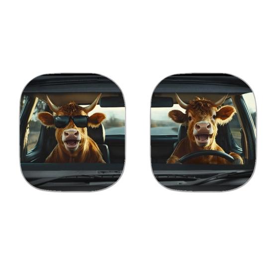 2Pcs Animal Print Car Sun Shade High-Density Aluminum Foil Windshield Sunshade Blocks UV Rays Sun Visor All-Season Protection Vehicle Sun Protector