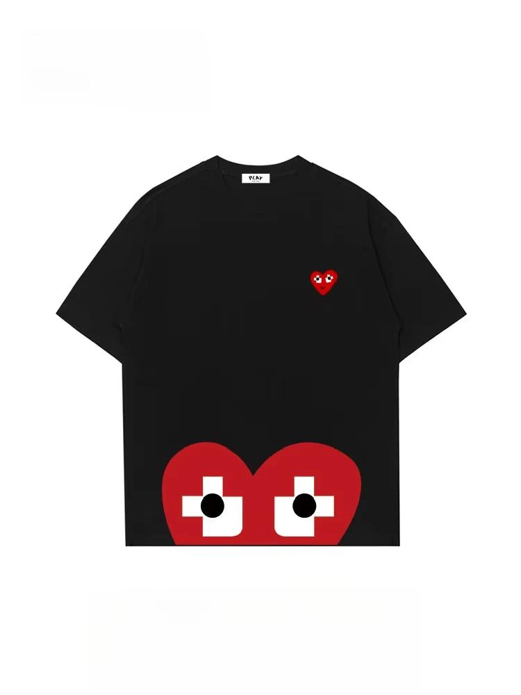 Pure Cotton Love Printing Loose Short-sleeved T-shirt Women's Summer Trend Couple Loose Top Compression Shirt Vszap