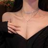 Elegante Franse Meervoudige Geometrische Strass Kwast Ketting - Chique High-end Sleutelbeen Ketting Sieraden