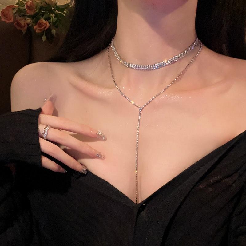 Элегантное французское многослойное геометрическое колье с кисточками из страз - Шикарное высококачественное украшение на ключицы