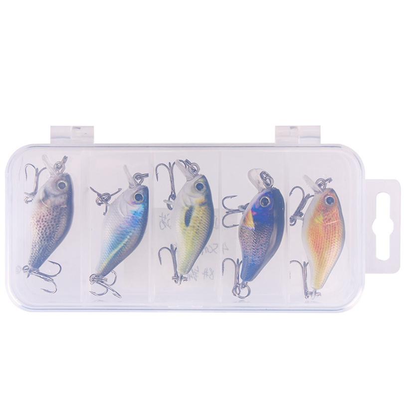 5 sztuk przynęt Crank Baits Topwater Hard Fishing Lure na pstrąga Bass Perch z pudełkiem, zestaw przynęt Boat Ocean Lures