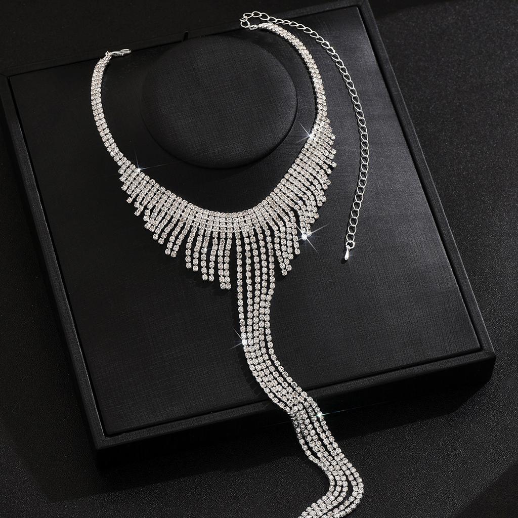 Voll Diamant Quaste Halskette Sexy Übertrieben Lange Schlüsselbeinkette Pulloverkette, Leichte Luxus Strass Halskette