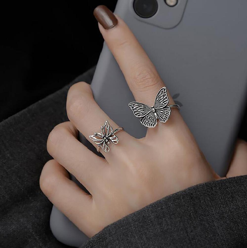 Women's Rings Personalized Hollow Butterfly Ring Female Stereoscopic Super Fairy Insect Butterfly Ring Party Jewellery Gift