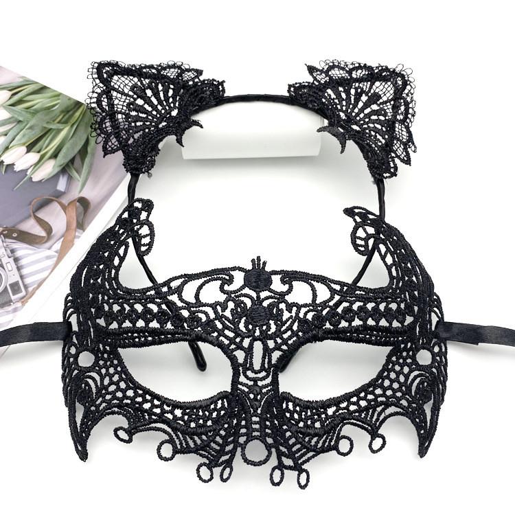 Kostüm-Stirnbandmaske mit schwarzem Spitzenmaterial für Halloween-Partys und Cosplay-Veranstaltungen