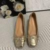 Spring Small 5CM Inner Height Increase Women's Shoes Square Head Bow Mary Jane Ballet Shoes Temperament Single Shoes