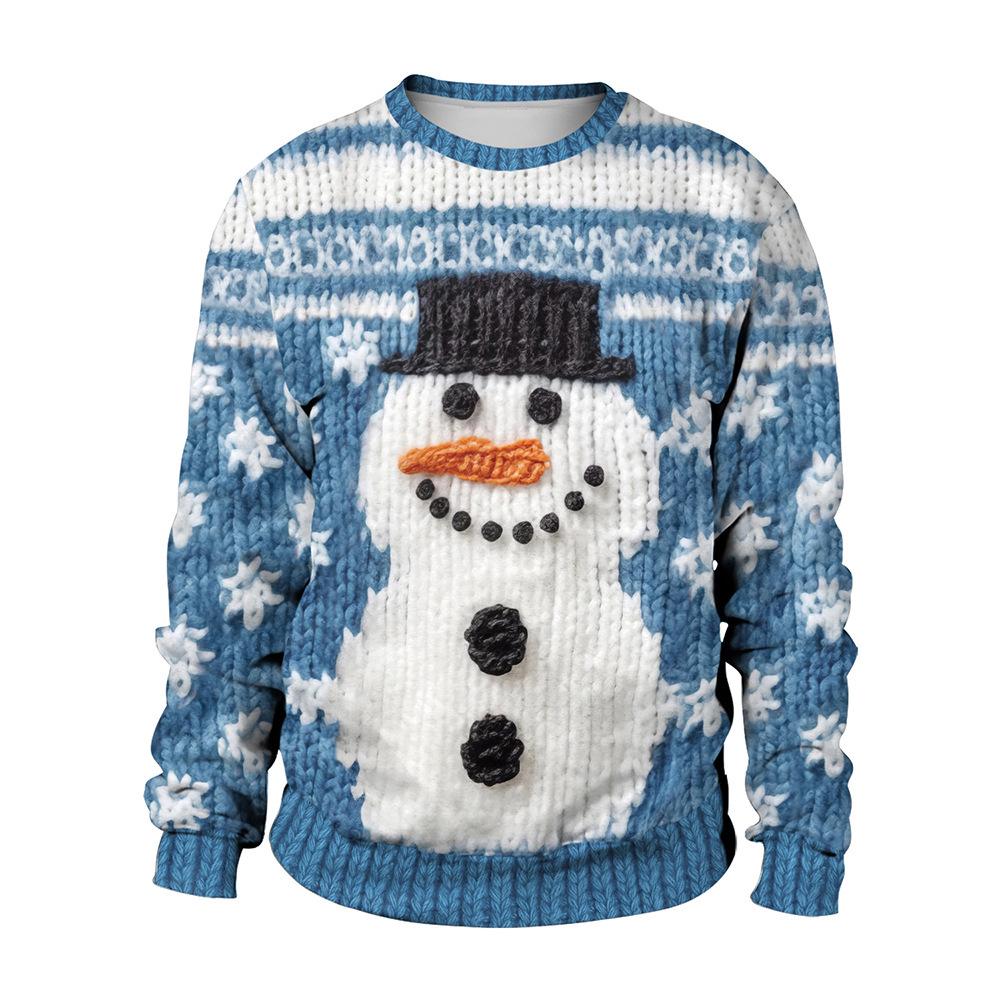 2025 Autumn Round Neck Snowman Reindeer Couple Hoodie