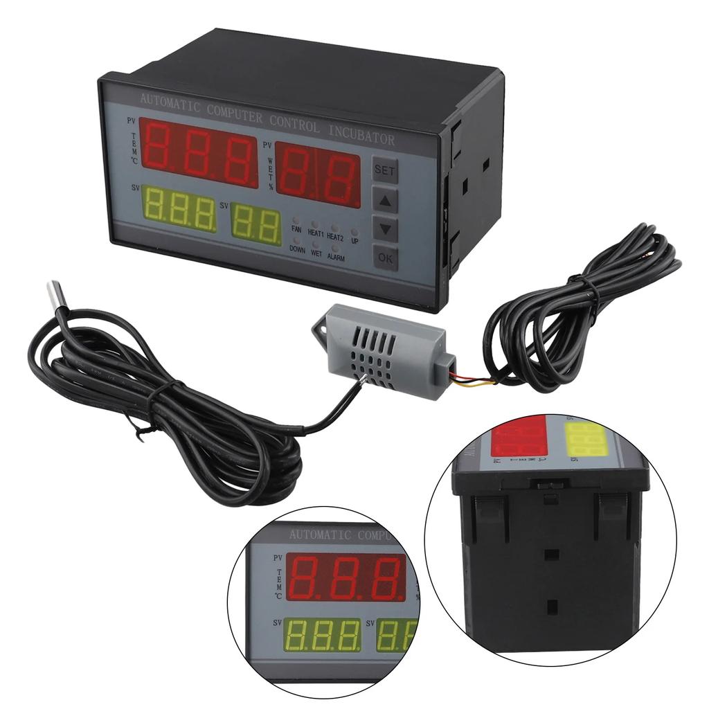 Thermostat With Sensor Probe Black XM-18 Incubator Controller Humidity Display Range 0-99 RH User-friendly Design