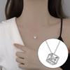Classic Clavicle Chain Stainless Steel Zircon Crystal Necklace Square Pendant Necklace  Party Gift