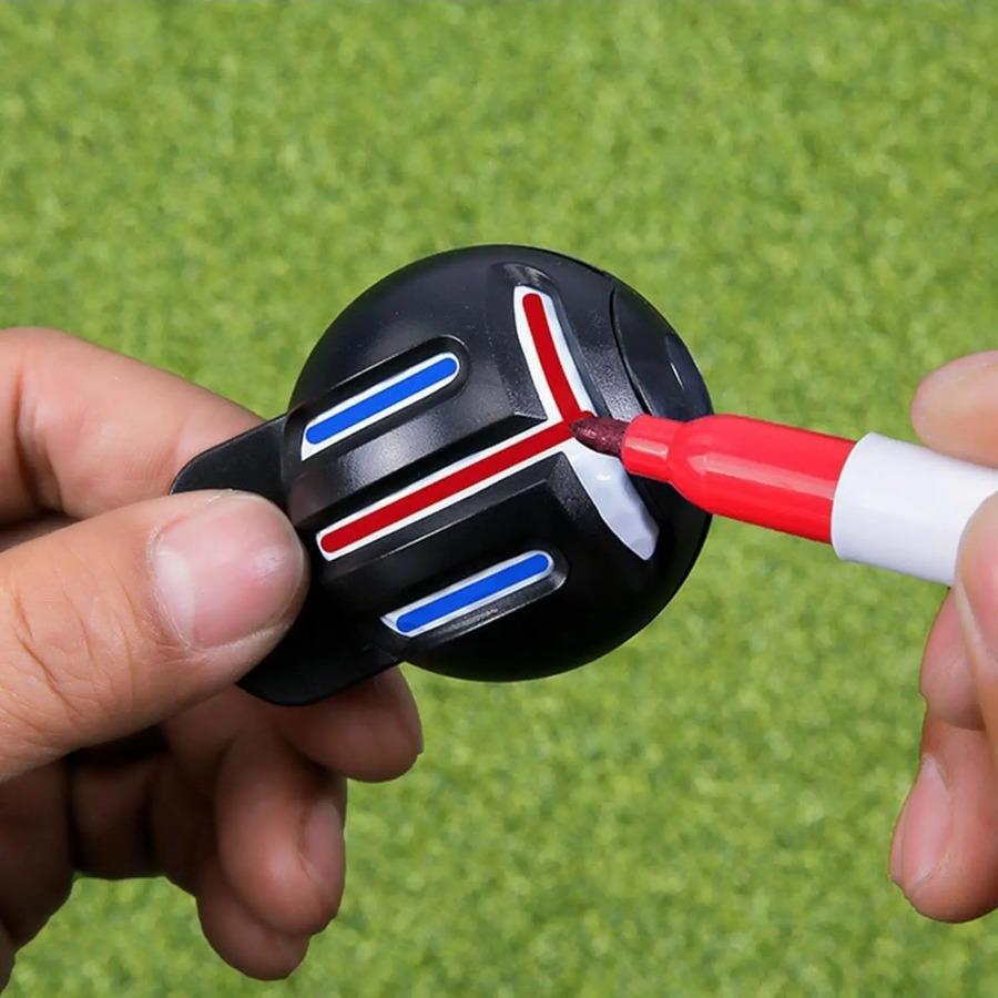 Marcatore per Palline da Golf Resistente allo Sbiadimento, Strumento Avanzato per Segnare le Palline da Golf | 1 Strumento di Allineamento con 2 Marcatori a Timbro per Palline da Golf, Pallina da Golf