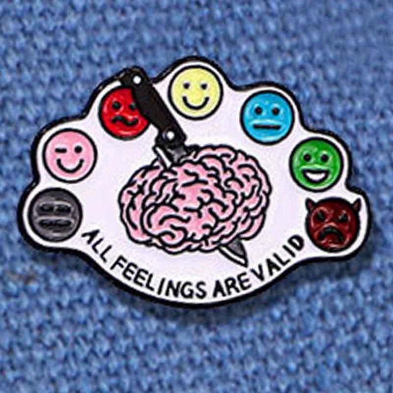 

Все чувства имеют право на существование Интересная брошь-пирсинг для мозга, мультяшный значок-эмодзи, булавка, аксессуар с пряжкой