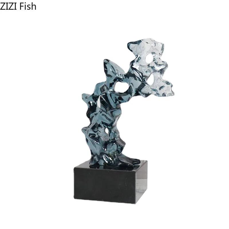 Transparent Taihu Stone Rockery Creative Resin Crafts Sculpture Desk Ornaments Artwork Living Room Decoration Modern Home Decor