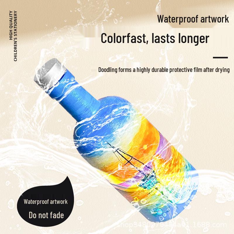 24-Color Dual-Tip Acrylic Marker Set - Washable, Water-Based, Safe for Students