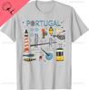 Viaggio in Europa, Portogallo, Lisbona, Vacanza portoghese, Souvenir, Maglietta con grafica personalizzata, Magliette in cotone, Abbigliamento vintage
