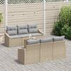 7 Piece Garden Sofa Set In Beige and Light Grey Poly Rattan