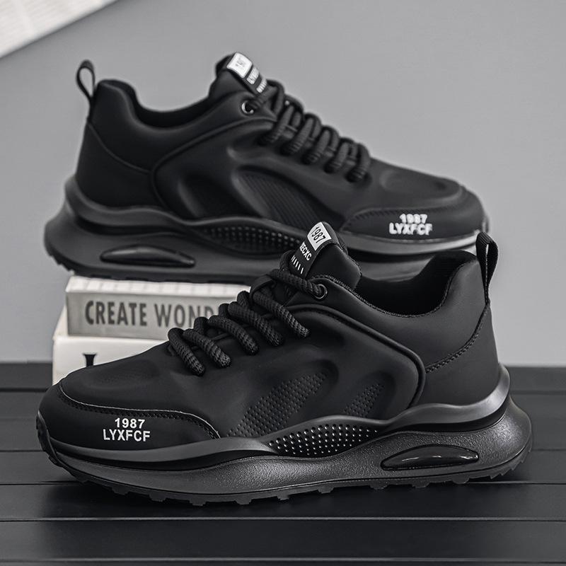 Autumn and winter men's thick-soled heightening dad shoes student leather casual sports shoes live broadcast versatile Hong Kong style men's shoes