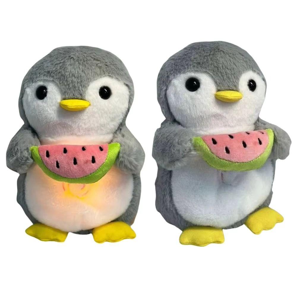 Music Lights Penguin Soothes Plush Toy Heart Sound Sleeping Doll  Newborn Toddler