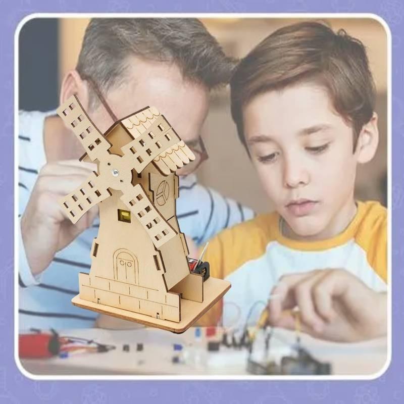 Maison à vent électrique personnalisable en bois à monter soi-même, jouet éducatif STEM pour les élèves