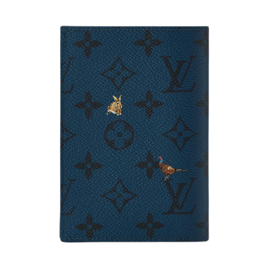 Louis Vuitton Ss26 Animal Combination Print Monogram Forest Coated Canvas Passport Holder Men Accessories Navy-Blue M27052