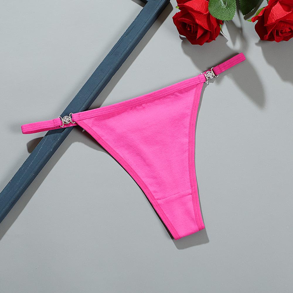 Sexy Rhinestone Women's Thong: Solid Color, Comfortable Breathable Seamless Pure Cotton Panties