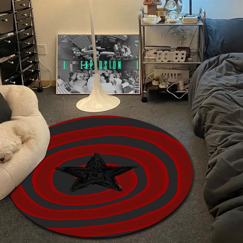 Minimalist Round Stained Glass Multicolor Rug Pad, Non-Slip Floor Mat for Family Room